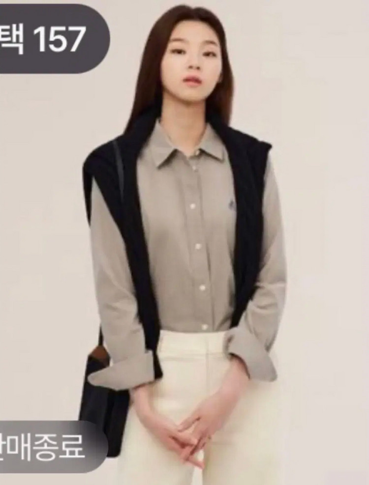 빈폴 레이디스 코듀로이 베이지 클래식핏 셔츠 봄가을골덴블라우스 이미지