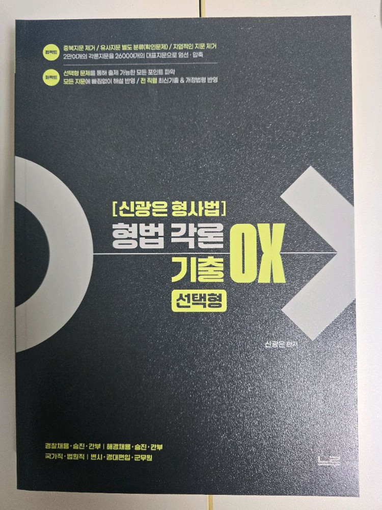신광은 형사소송법(수사증거) ox 기출, 형법 ox(각) 기출(총,각) 팝니다 이미지