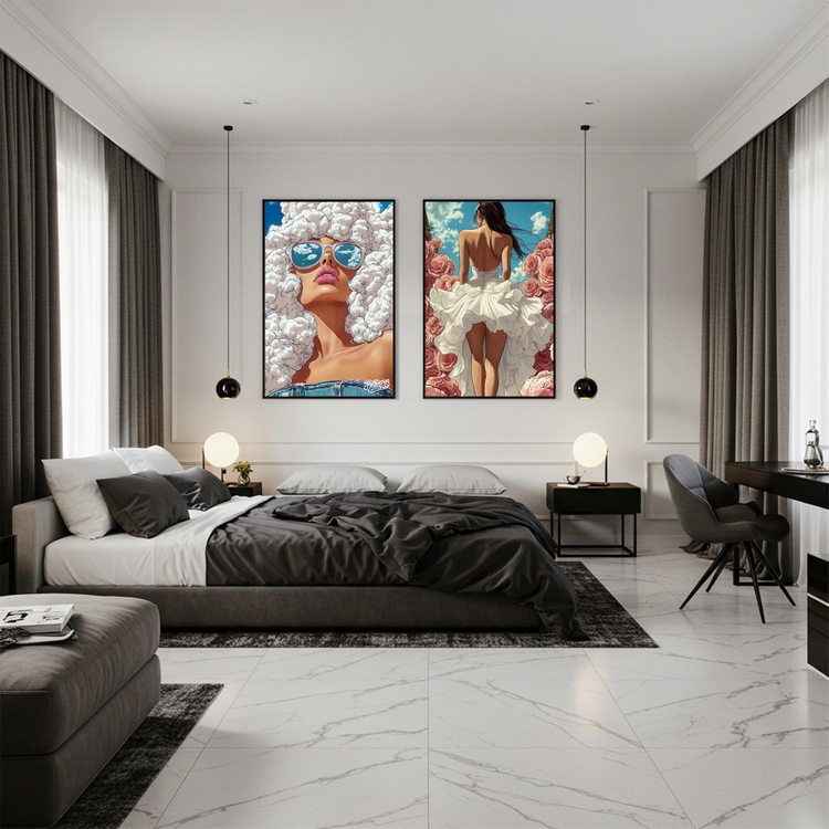 그림 액자 팝아트 인테리어소품 나는 구름이 되기로 했다 구름여인그림 인물액자 모던하고 세련된 대형 감성 아트포스터 이미지