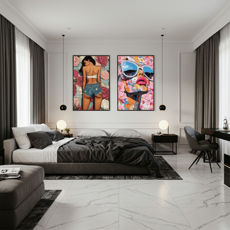 잉크로 새긴 자화상 그림 액자 팝아트 인테리어소품 여자그림 인물액자 미녀 일러스트 거실 아트포스터 대형 벽걸이 감성 이미지