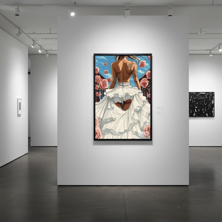 그림 액자 팝아트 인테리어소품 약속 이전의 순간 여인그림 인물액자 대형 감성 아트포스터 로즈 꽃 웨딩드레스 거실 분 이미지