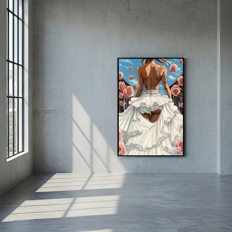 그림 액자 팝아트 인테리어소품 약속 이전의 순간 여인그림 인물액자 대형 감성 아트포스터 로즈 꽃 웨딩드레스 거실 분 이미지