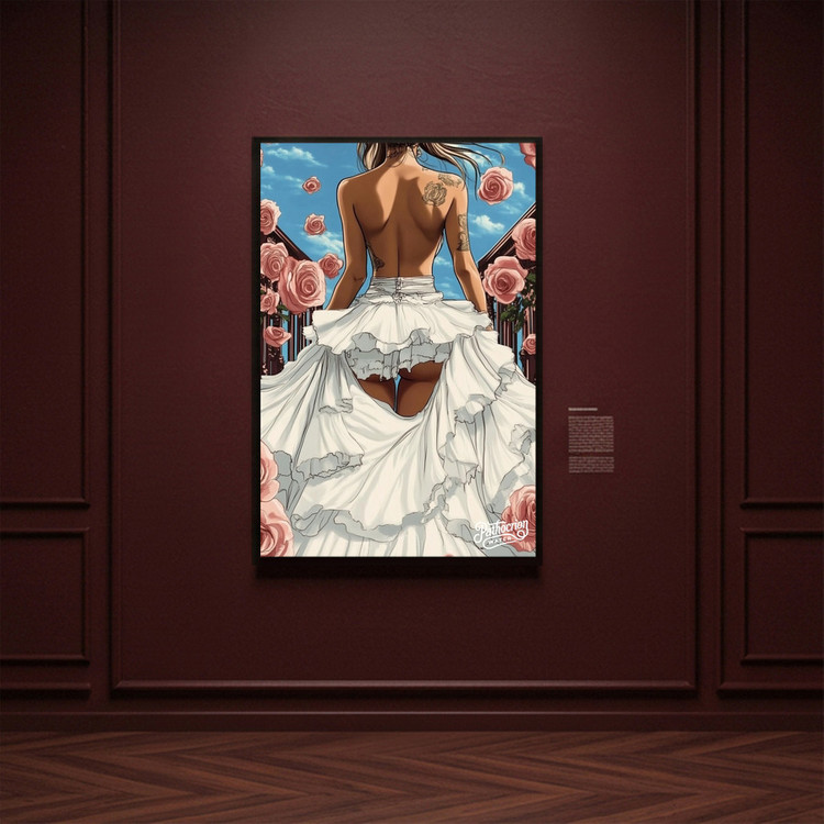 그림 액자 팝아트 인테리어소품 약속 이전의 순간 여인그림 인물액자 대형 감성 아트포스터 로즈 꽃 웨딩드레스 거실 분 이미지