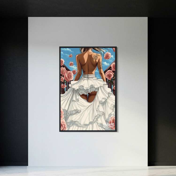 그림 액자 팝아트 인테리어소품 약속 이전의 순간 여인그림 인물액자 대형 감성 아트포스터 로즈 꽃 웨딩드레스 거실 분 이미지