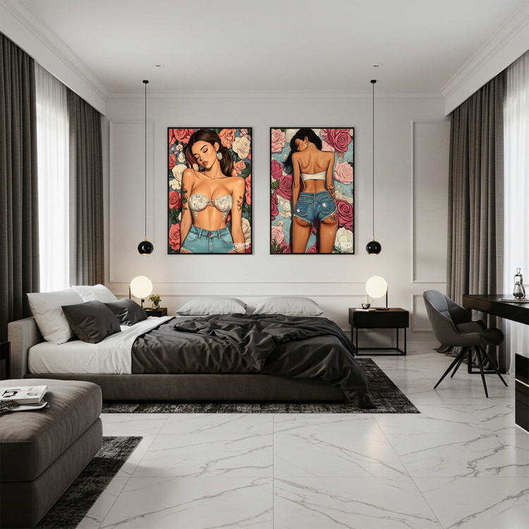 사라지는 향기 남겨진 온기 그림 액자 팝아트 인테리어소품 미녀그림 인물액자 감성적인 아트포스터 모던한 거실 인테리어 이미지