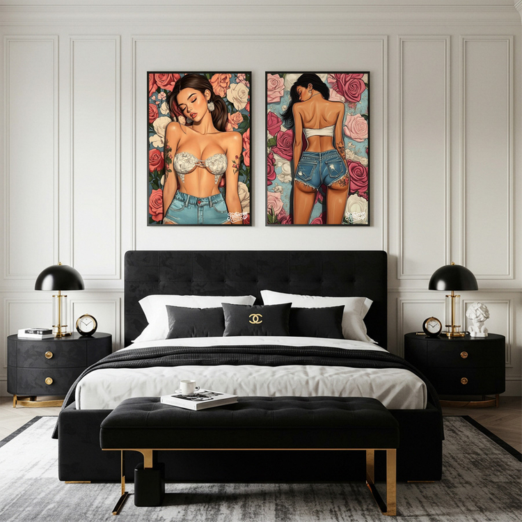 사라지는 향기 남겨진 온기 그림 액자 팝아트 인테리어소품 미녀그림 인물액자 감성적인 아트포스터 모던한 거실 인테리어 이미지