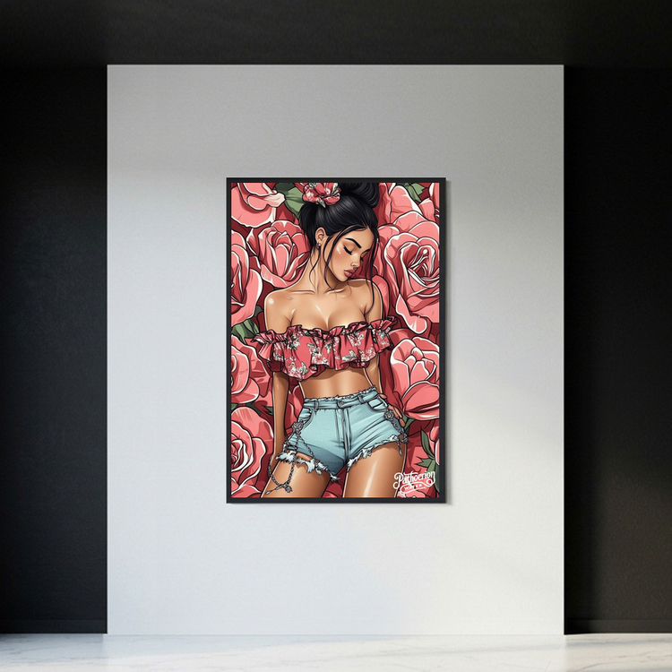 장미 속의 숨결 그림 액자 팝아트 인테리어소품 미녀그림 인물화액자 대형 감성 아트포스터 거실 벽면 장식용으로 최고입 이미지