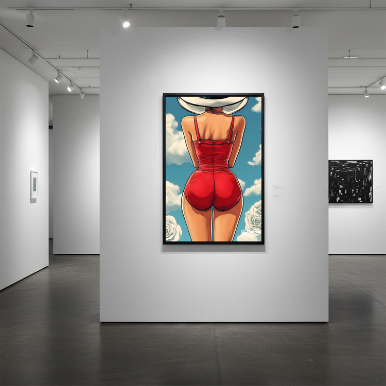 그림 액자 팝아트 인테리어소품 붉은 뒷모습의 태양 여인그림 인물액자 감각적인 스타일의 거실 대형 아트포스터 감성 인 이미지