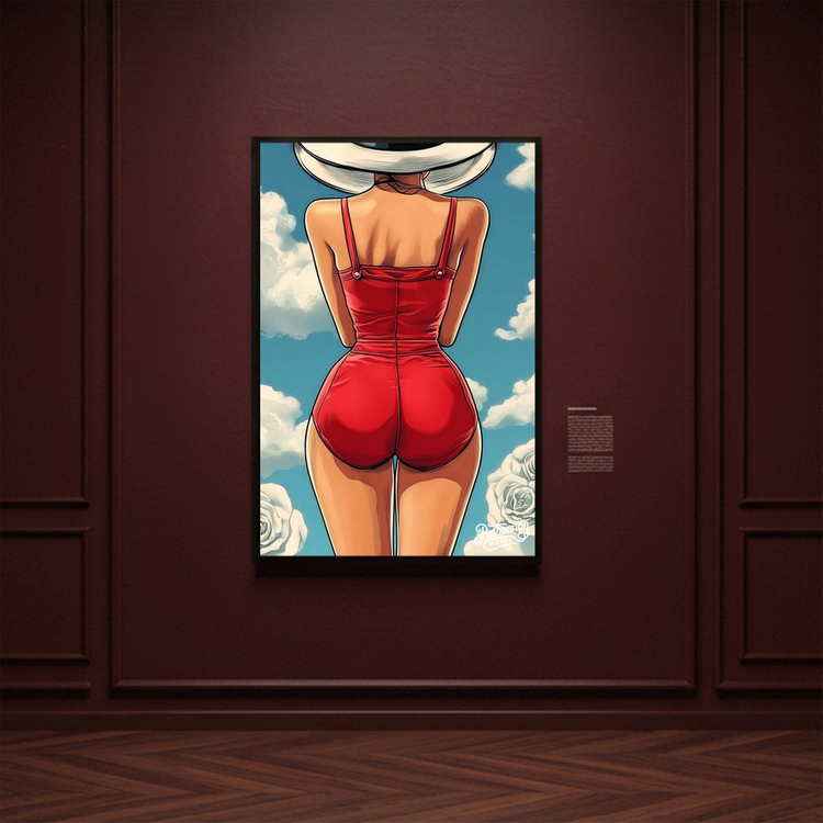 그림 액자 팝아트 인테리어소품 붉은 뒷모습의 태양 여인그림 인물액자 감각적인 스타일의 거실 대형 아트포스터 감성 인 이미지