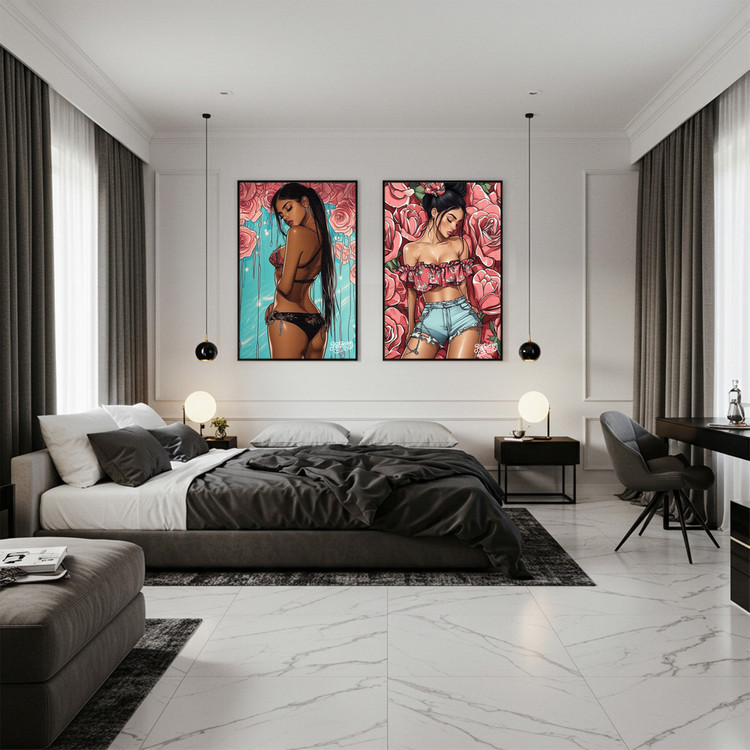 기억은 피부 위에 피어난다 그림 액자 팝아트 인테리어소품 여인그림 인물액자 감성적인 미녀 일러스트 거실 아트포스터 이미지