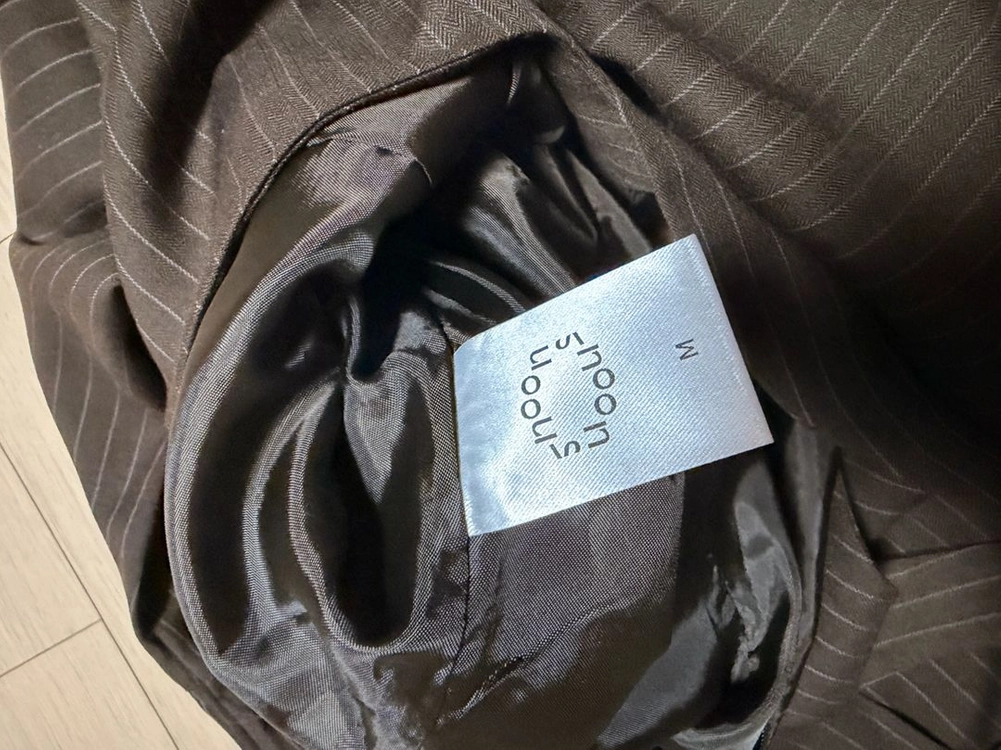 시눈 언발란스 원숄더 롱 드레스 브라운 스트라이프원피스오프숄더 이미지
