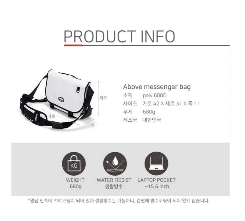 새상품 핍스 어보브 메신저백 화이트 (Peeps above messenger bag) 이미지