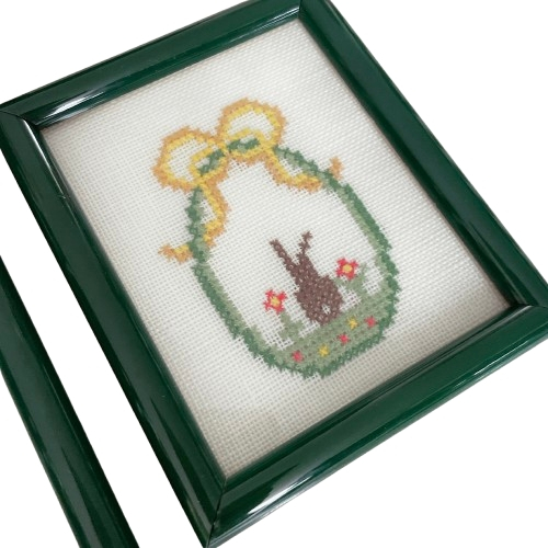 독일 빈티지 십자수 액자 토끼와 양 이미지