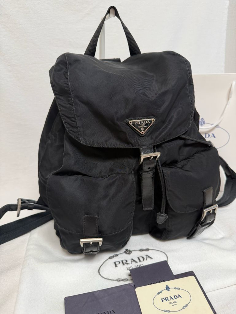 정품 프라다 포코노나일론 투포켓 블랙 백팩 미디움 이미지