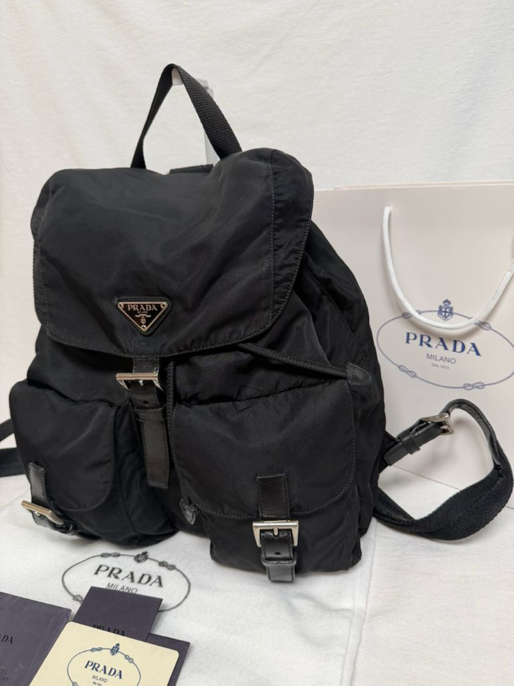 정품 프라다 포코노나일론 투포켓 블랙 백팩 미디움 이미지