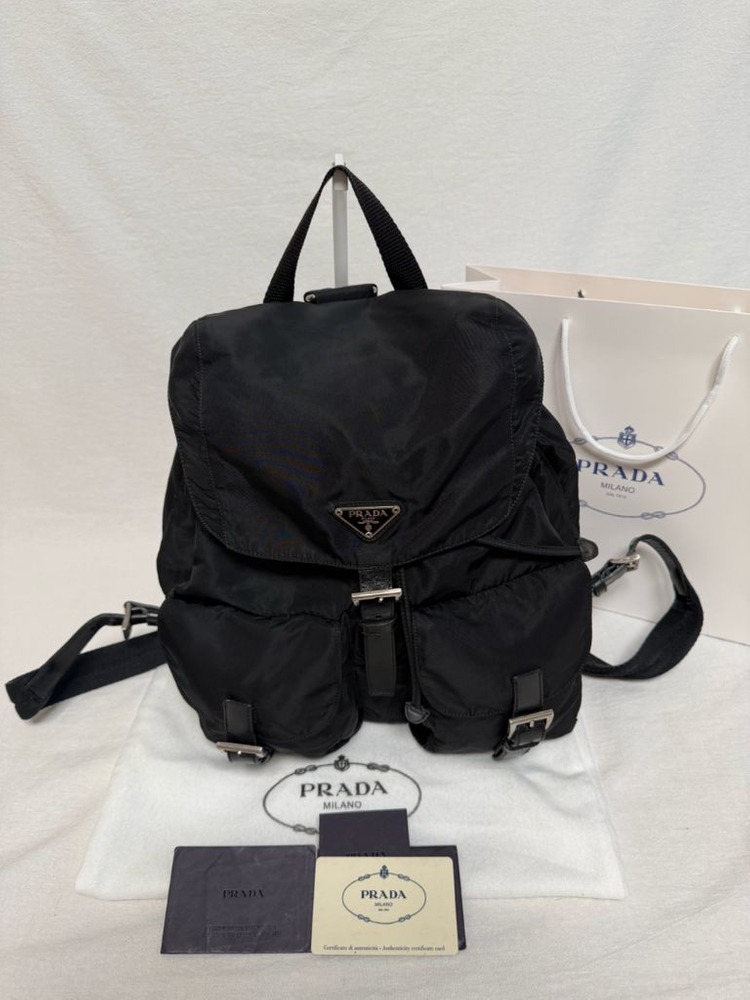 정품 프라다 포코노나일론 투포켓 블랙 백팩 미디움 이미지