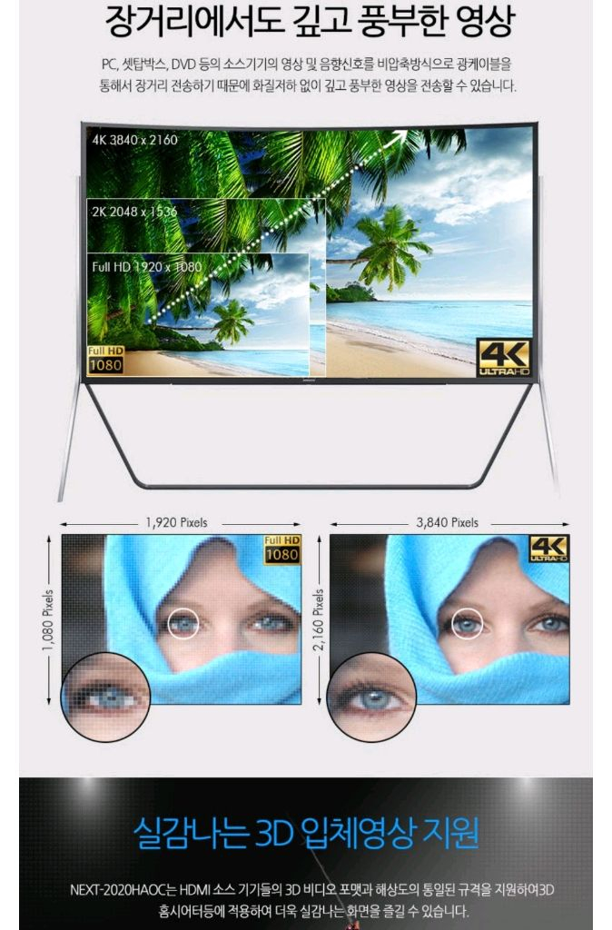 새제품)넥스투 HDMI 2.0 AOC 20M 광케이블 이미지