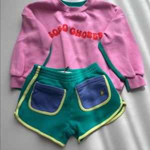 보보쇼즈 26ss 핑크맨투맨, 테리쇼츠 4-5y 이미지