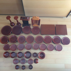 종가집 물푸레 제기세트 37p 새상품급 재기 제기 명절 제사 재사 다양한 크기의 접시, 촛대, 향로, 위패함 등으로 이미지