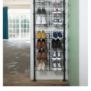 까사마루 천장고정 신발장 16칸 현관 인테리어 블랙 이미지