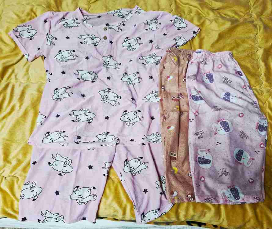 흰둥이 반팔 잠옷세트 85호+여름파자마 중사이즈 2장(일괄판매) 이미지