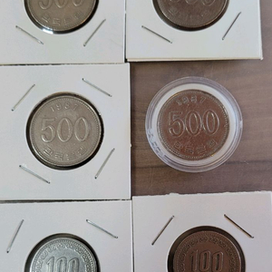 동전 사용제 1987년 500원(4) 1970년 100원(2)개 일괄 이미지