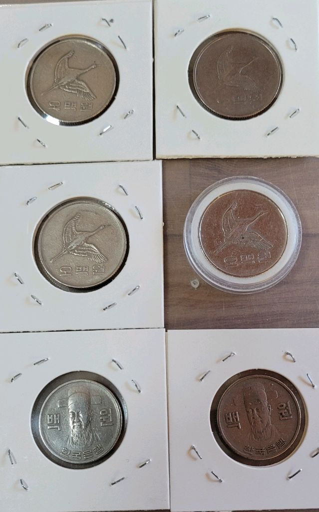 동전 사용제 1987년 500원(4) 1970년 100원(2)개 일괄 이미지