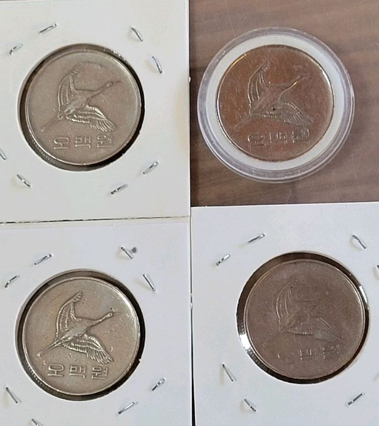 동전 사용제 1987년 500원(4) 1970년 100원(2)개 일괄 이미지
