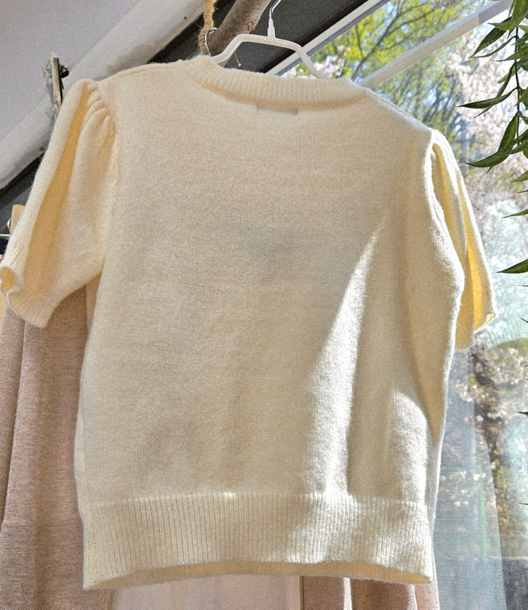 아이보리 플라워 반팔 니트(55) 이미지