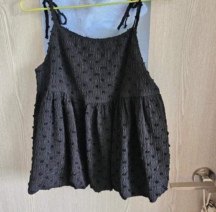 아이링마켓 제작 볼륨 나시 블라우스 블랙 이미지