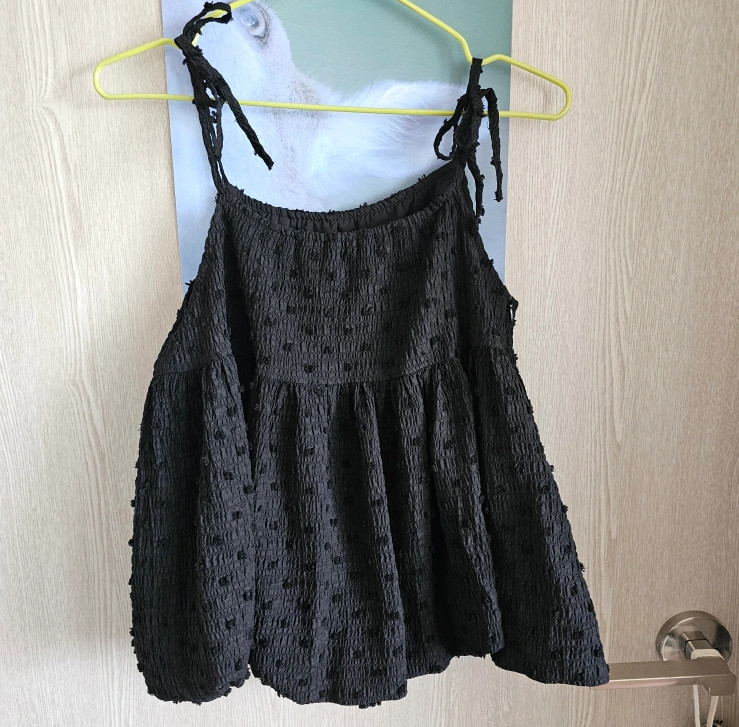 아이링마켓 제작 볼륨 나시 블라우스 블랙 이미지