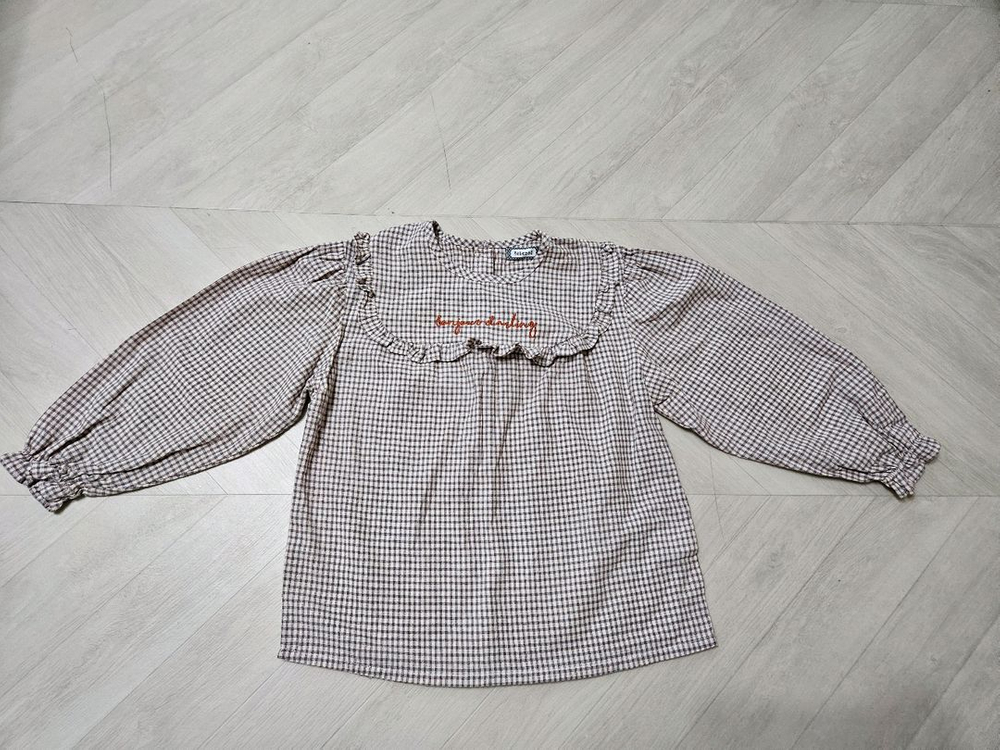 여아 체크블라우스&에이프럴원피스 이미지