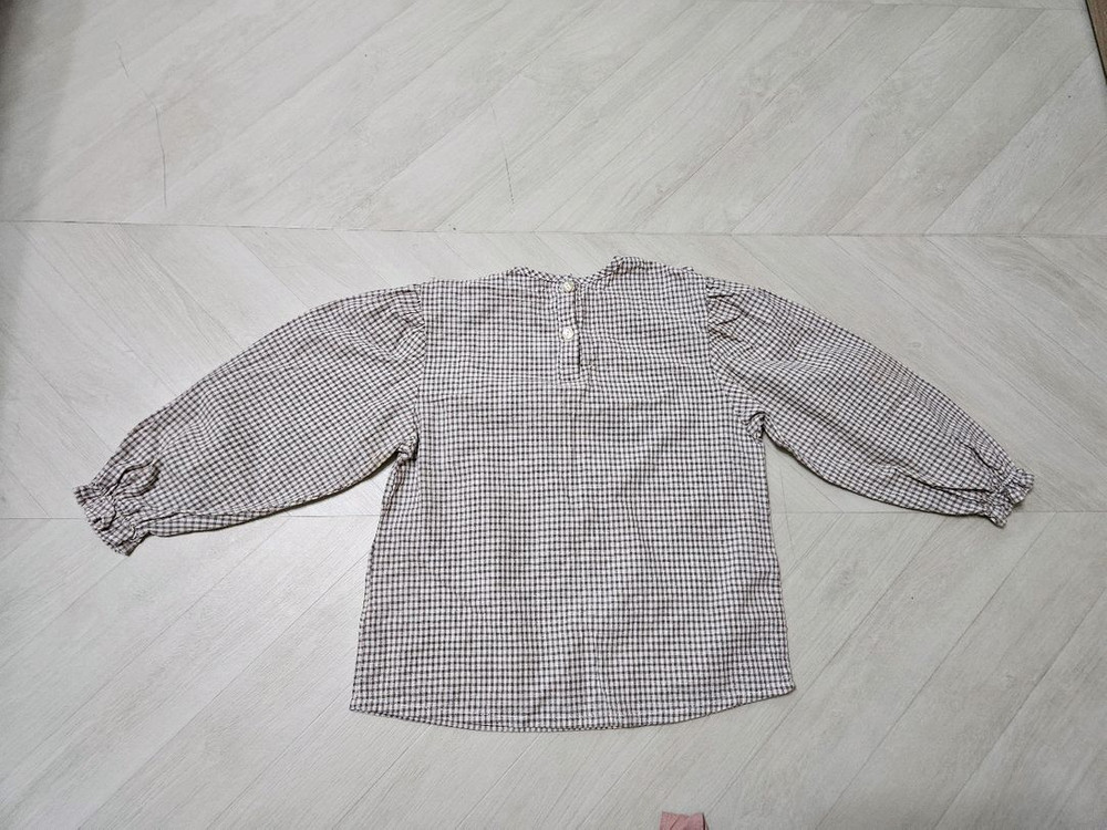 여아 체크블라우스&에이프럴원피스 이미지