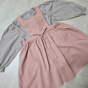 여아 체크블라우스&에이프럴원피스 이미지