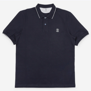 브루넬로 쿠치넬리 남색pk 로고 카라반팔 티셔츠 L사이즈 이미지