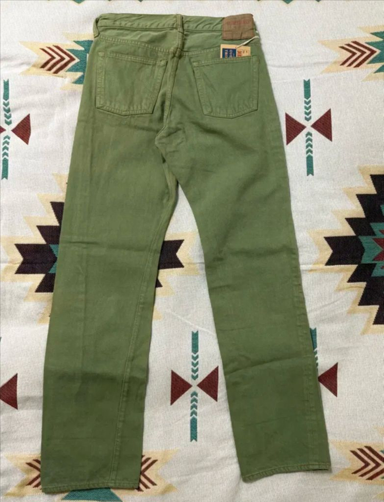 웨어하우스 더블웍스 올리브 그림 셀비지 데님 진 청바지 w30 이미지