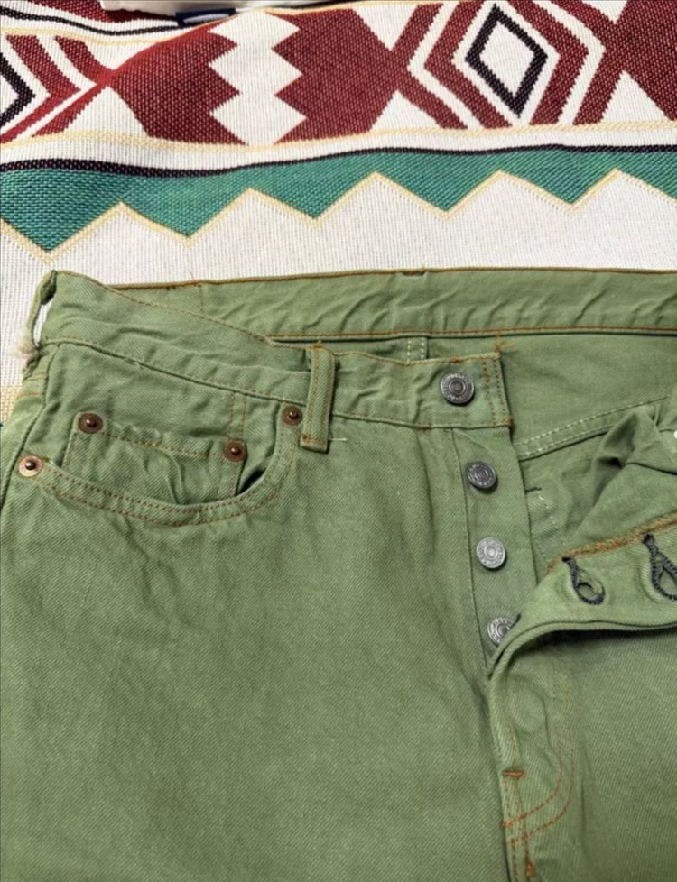 웨어하우스 더블웍스 올리브 그림 셀비지 데님 진 청바지 w30 이미지