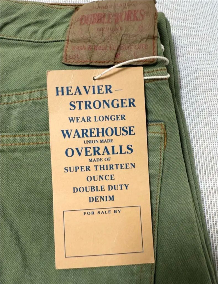 웨어하우스 더블웍스 올리브 그림 셀비지 데님 진 청바지 w30 이미지