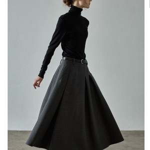 파사드패턴 테일러드 플레어스커트 미듐 차콜 이미지