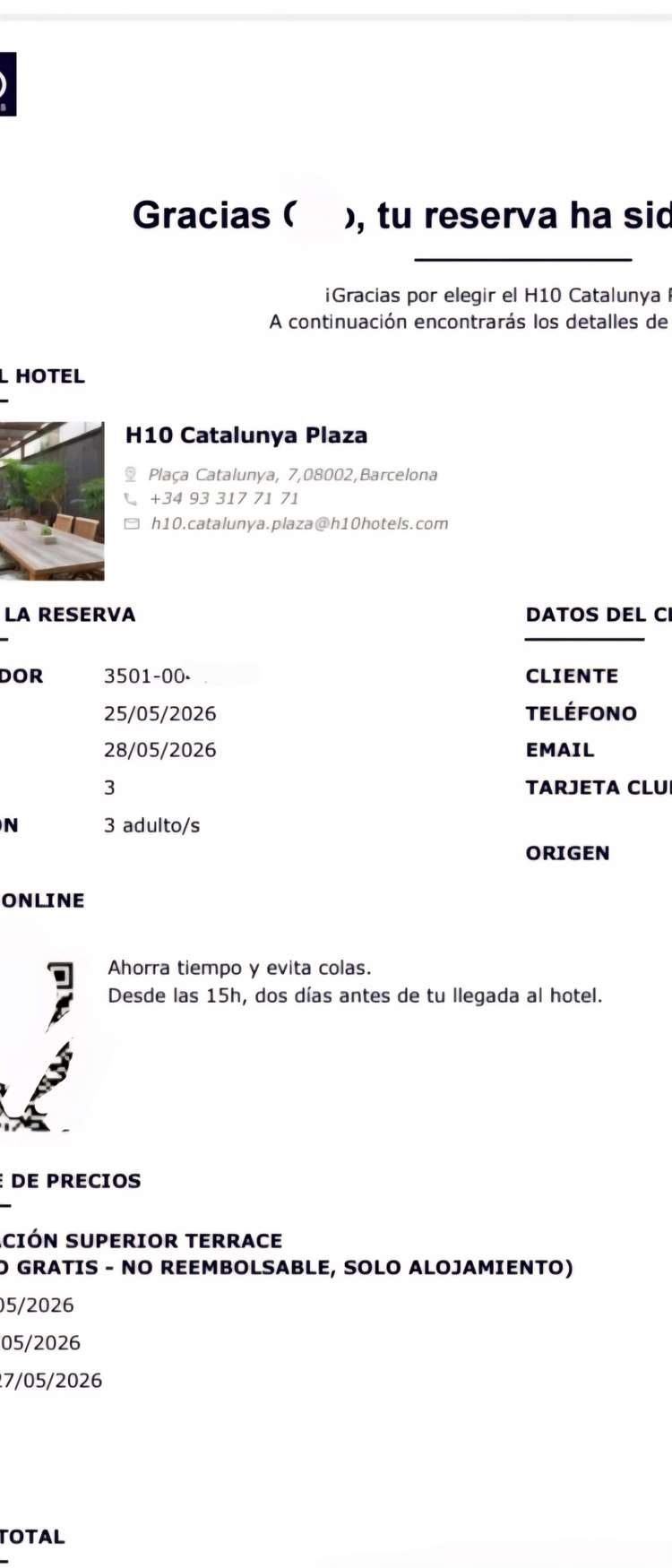 스페인 바르셀로나 H10 카타루냐호텔프라자 숙박권5/25-28 이미지
