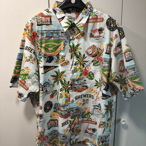 새거 M~2XL 레인스푸너 x MLB 밀워키 하와이안 셔츠 이미지