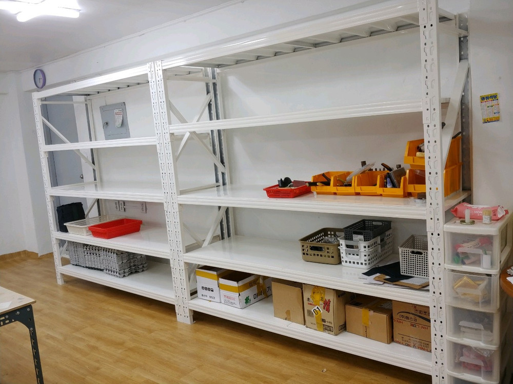 공장 창고용 철제선반 무볼트 중량랙 대형사이즈 랙 작업다이 이미지