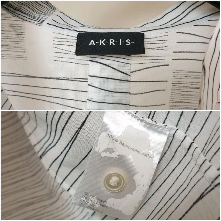 명품 AKRIS 아크리스 시어코튼 드로잉패턴 언발헴 셔츠 블라우스 이미지