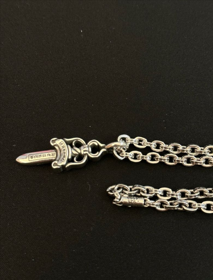 크롬하츠 페이퍼체인 목걸이+더블대거 팬던트 세트 이미지