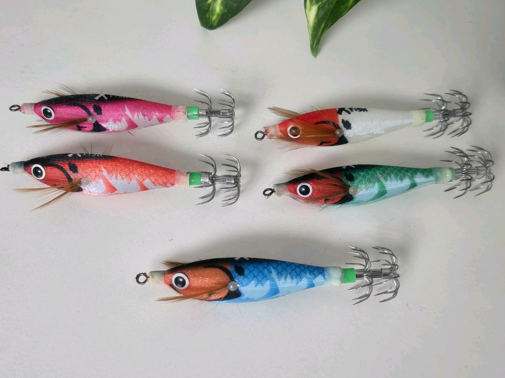 쭈갑에기 쭈꾸미 갑오징어 야광 에기 세트 (5개 케이스 포함) 이미지