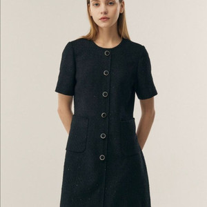 새상품 프론트로우 트위드 미니 원피스 블랙 이미지