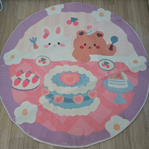 파스텔 캐릭터 원형 카페트 러그 새상품 이미지