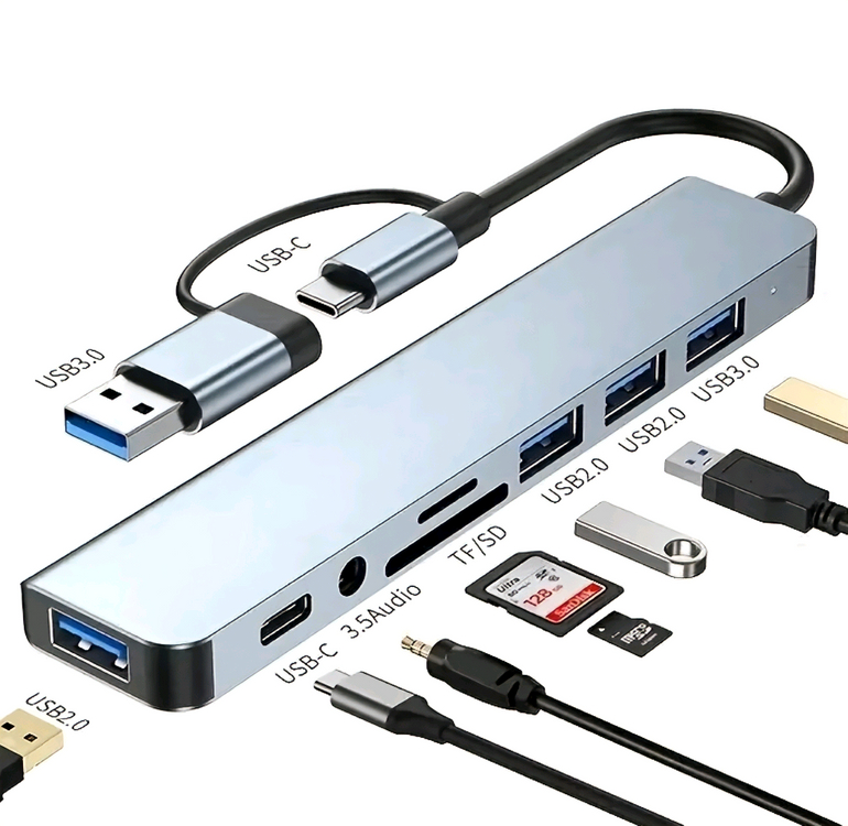 USB C 타입 SD TF 멀티 허브 8포트 새상품 이미지