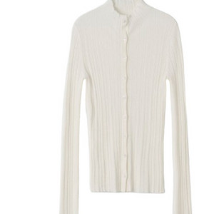 플리츠 니트 터틀넥 가디건 아이보리 이미지