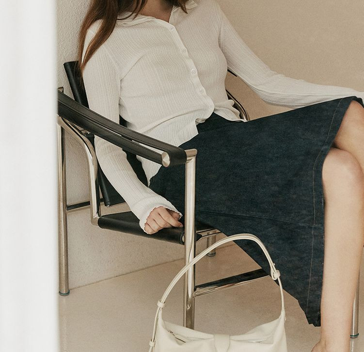 플리츠 니트 터틀넥 가디건 아이보리 이미지